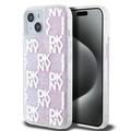 iPhone 15 DKNY Liquid Glitter Checkered Pattern Case