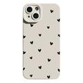 iPhone 15 Heart Pattern Slim TPU Case - White / Black