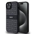 iPhone 15 Plus DKNY Repeat Pattern Tonal Stripe Case - Black