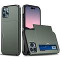 iPhone 15 Pro Hybrid Case with Sliding Card Slot - Army Green