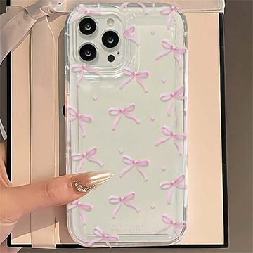 iPhone 15 Pro Max Bowknot TPU Case - Pink / Clear