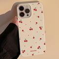 iPhone 15 Pro Max Cherry Pattern TPU Case - White