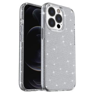 iPhone 15 Pro Stylish Glitter Series Hybrid Case - Grey