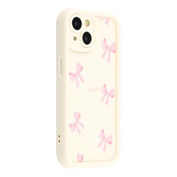 iPhone 15 Stylish Shockproof TPU Case with Raised Edges - White / Bow