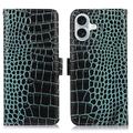 iPhone 16 Crocodile Series Wallet Leather Case with RFID - Green