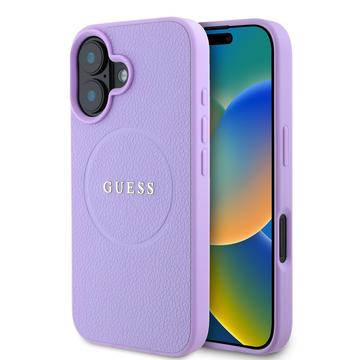 iPhone 16 Guess Grained Classic Logo Hybrid Case - MagSafe Compatible - Purple
