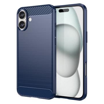 iPhone 16 Plus Brushed TPU Case - Carbon Fiber - Blue