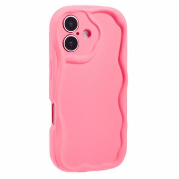 iPhone 16 Plus Candy Color Wavy TPU Case - Hot Pink