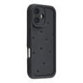 iPhone 16 Plus Heart Pattern Shockproof TPU Case with Raised Edges - Black