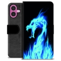 iPhone 16 Plus Premium Wallet Case - Blue Fire Dragon