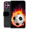 iPhone 16 Plus Premium Wallet Case - Football Flame