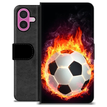 iPhone 16 Plus Premium Wallet Case - Football Flame