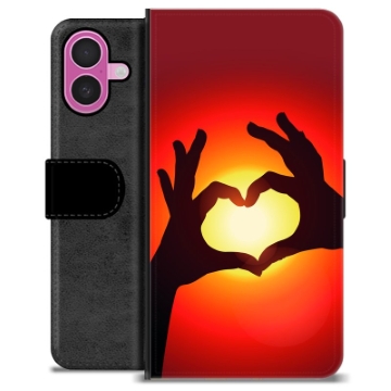 iPhone 16 Plus Premium Wallet Case - Heart Silhouette