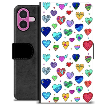iPhone 16 Plus Premium Wallet Case - Hearts