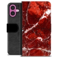 iPhone 16 Plus Premium Wallet Case - Red Marble