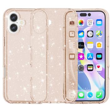 iPhone 16 Plus Stylish Glitter Series Hybrid Case - Gold