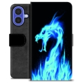 iPhone 16 Premium Wallet Case - Blue Fire Dragon