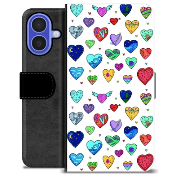 iPhone 16 Premium Wallet Case - Hearts