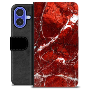 iPhone 16 Premium Wallet Case - Red Marble