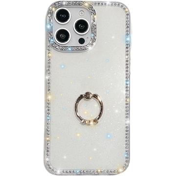 iPhone 16 Pro CrystalGlow Hybrid Case with Ring Holder - White