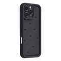 iPhone 16 Pro Heart Pattern Shockproof TPU Case with Raised Edges - Black