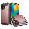 iPhone 16 Pro Max Hybrid Case with Slide Card Holder - Rose Gold