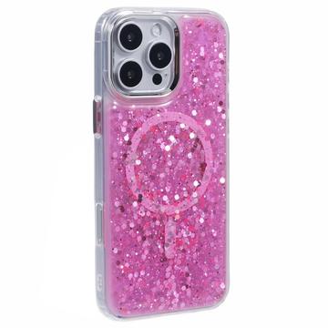 iPhone 16 Pro Max MagSafe-Compatible Glitter Sequin Epoxy Case - Hot Pink
