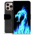 iPhone 16 Pro Max Premium Wallet Case - Blue Fire Dragon