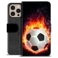 iPhone 16 Pro Max Premium Wallet Case - Football Flame