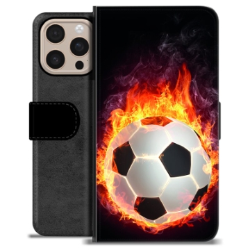 iPhone 16 Pro Max Premium Wallet Case - Football Flame