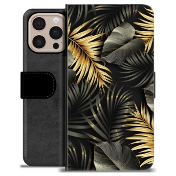 iPhone 16 Pro Max Premium Wallet Case - Golden Leaves