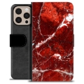 iPhone 16 Pro Max Premium Wallet Case - Red Marble