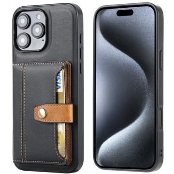 iPhone 16 Pro Max Retro Style Case with Wallet - Black