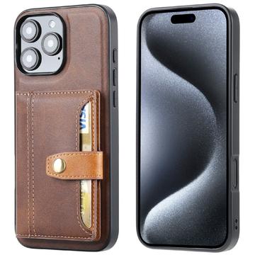 iPhone 16 Pro Max Retro Style Case with Wallet - Brown