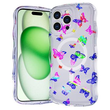 iPhone 16 Pro Max Wave-Edge Laser Glitter MagSafe Case - Butterfly