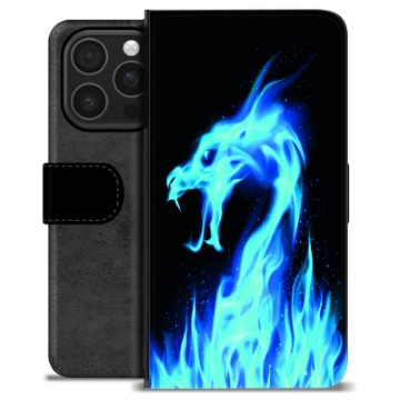 iPhone 16 Pro Premium Wallet Case - Blue Fire Dragon