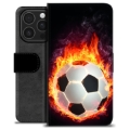 iPhone 16 Pro Premium Wallet Case - Football Flame