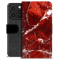 iPhone 16 Pro Premium Wallet Case - Red Marble