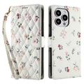 iPhone 16 Pro Rhombic Floral Wallet Case - Roses