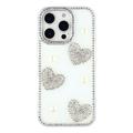 iPhone 16 Pro Sparkling Love and Pearl Hybrid Case - White