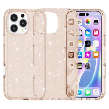 iPhone 16 Pro Stylish Glitter Series Hybrid Case - Gold