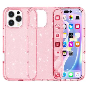 iPhone 16 Pro Stylish Glitter Series Hybrid Case - Pink