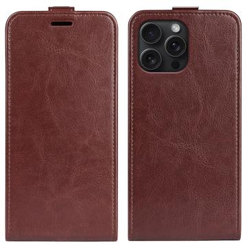 iPhone 16 Pro Vertical Flip Case with Card Slot - Brown