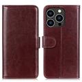 iPhone 16 Pro Wallet Case with Magnetic Closure - Brown