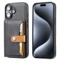 iPhone 16 Retro Style Case with Wallet - Black