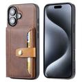 iPhone 16 Retro Style Case with Wallet - Brown