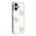 iPhone 16 Sparkling Love and Pearl Hybrid Case - White