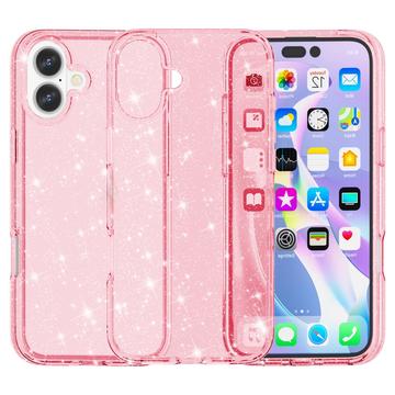 iPhone 16 Stylish Glitter Series Hybrid Case - Pink