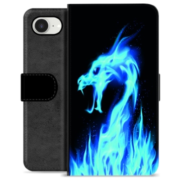 iPhone 16e Premium Wallet Case - Blue Fire Dragon