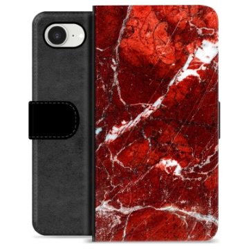 iPhone 16e Premium Wallet Case - Red Marble